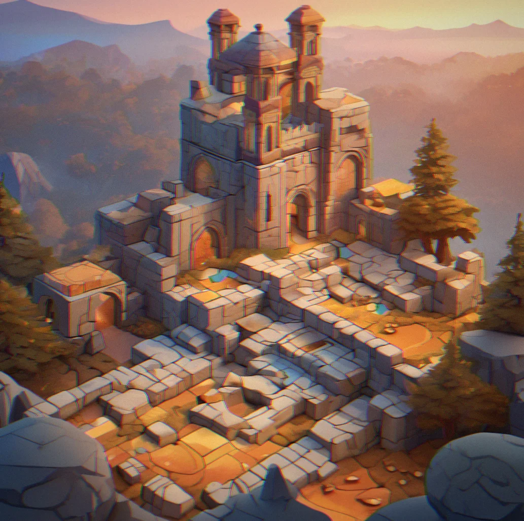 Layered geometric puzzle with depth and space to explore